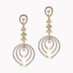 Fancy Yellow Diamond and Pink Diamond Chandelier Earrings