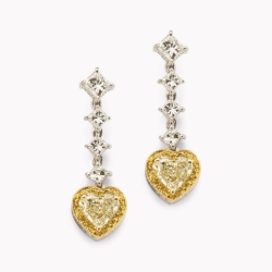 Heart Shaped Yellow Diamond Drop Earrings