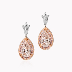 Pink Pear Shaped Diamond Drop Earrings