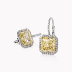 Princess Cut Yellow Diamond Drop Earrings