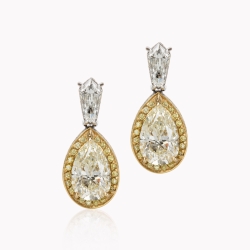 Yellow Diamond Pear Drop Earrings