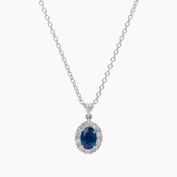 Halo Diamond and Sapphire Pendant