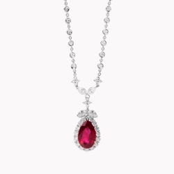 Pear Shaped Ruby Pendant Necklace
