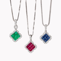 Precious Coloured Gemstone and Diamond Pendants