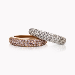 Rose, White and Gold Diamond Bands