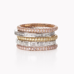 Stackable Diamond Eternity Rings in Yellow, White and Rose Gold