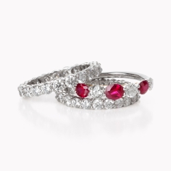Stackable Ruby and Diamond Bands